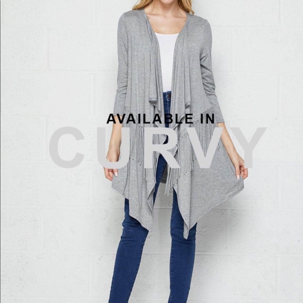 Gray Fringe Cardigan